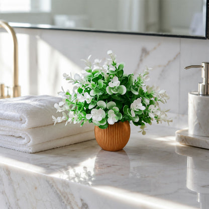 Artificial White Flower Plant with Pot for Home Decor & Elegant Interior Styling