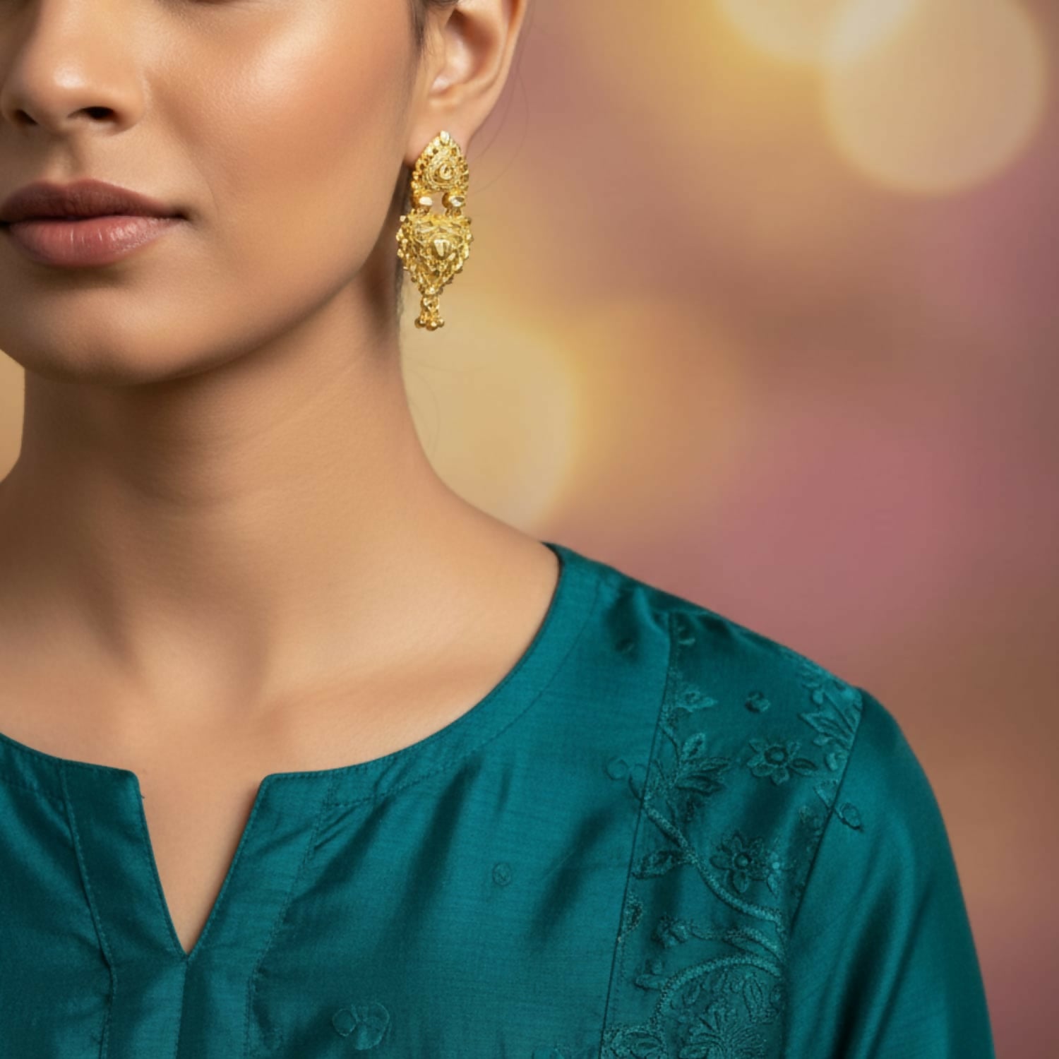 Ethnic Golden Drop Jhumka Earrings | Girls & Women Special