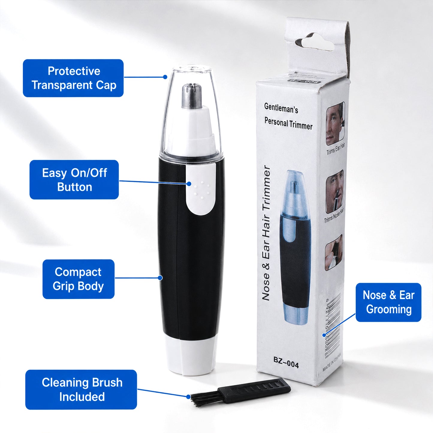 Ear and nose hair trimmer angled view