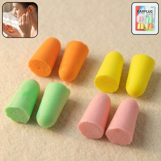 Soft Foam Earplugs 4 Pair for Noise Reduction, Comfortable Fit for Sleeping