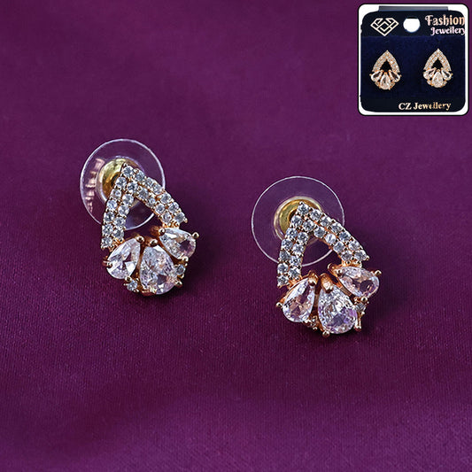 Elegant Teardrop Cluster CZ Stone Stud Earrings for Women