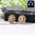 Oval Floral CZ Stone Earrings – Elegant Sparkling Studs