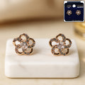 CZ Stone Stud Earrings – Delicate Floral Design for Women