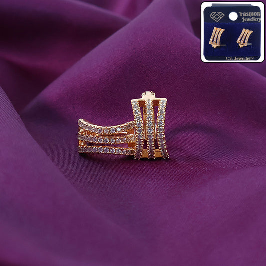 Trendy Wave Design CZ Stone Hoop Earrings for Women