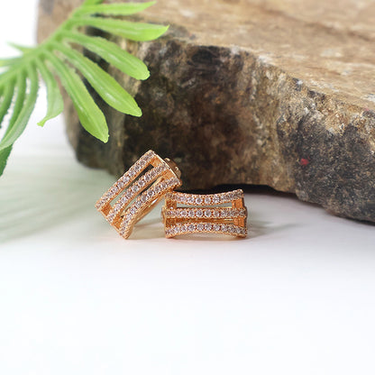 Trendy Wave Design CZ Stone Hoop Earrings for Women