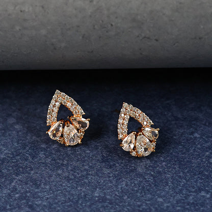 Elegant Teardrop Cluster CZ Stone Stud Earrings for Women