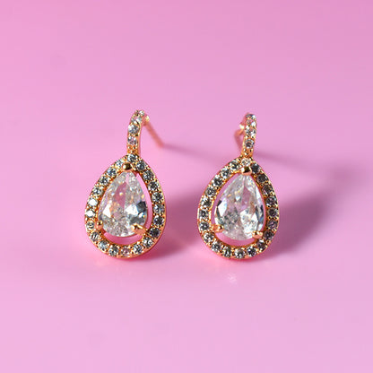 Elegant Teardrop Shape CZ Stone Drop Earrings for Women