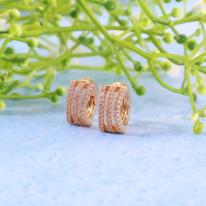 Trendy Wave Design CZ Stone Hoop Earrings for Women