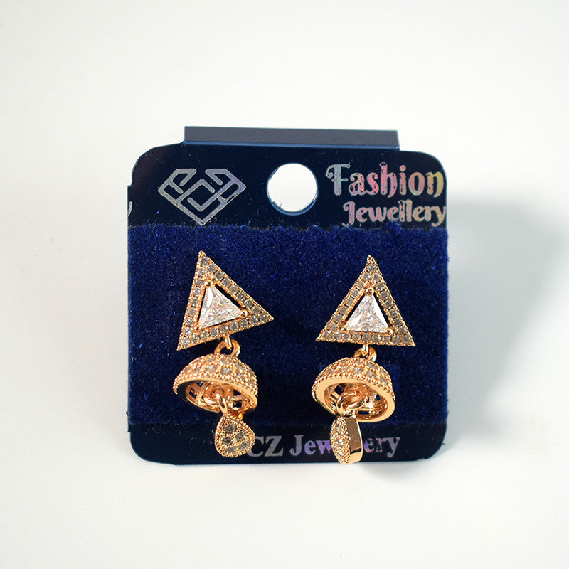 Elegant Triangle Jhumka Design CZ Stone Drop Earrings for Women