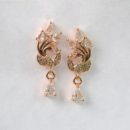 Elegant Swan Design CZ Stone Drop Earrings for Women