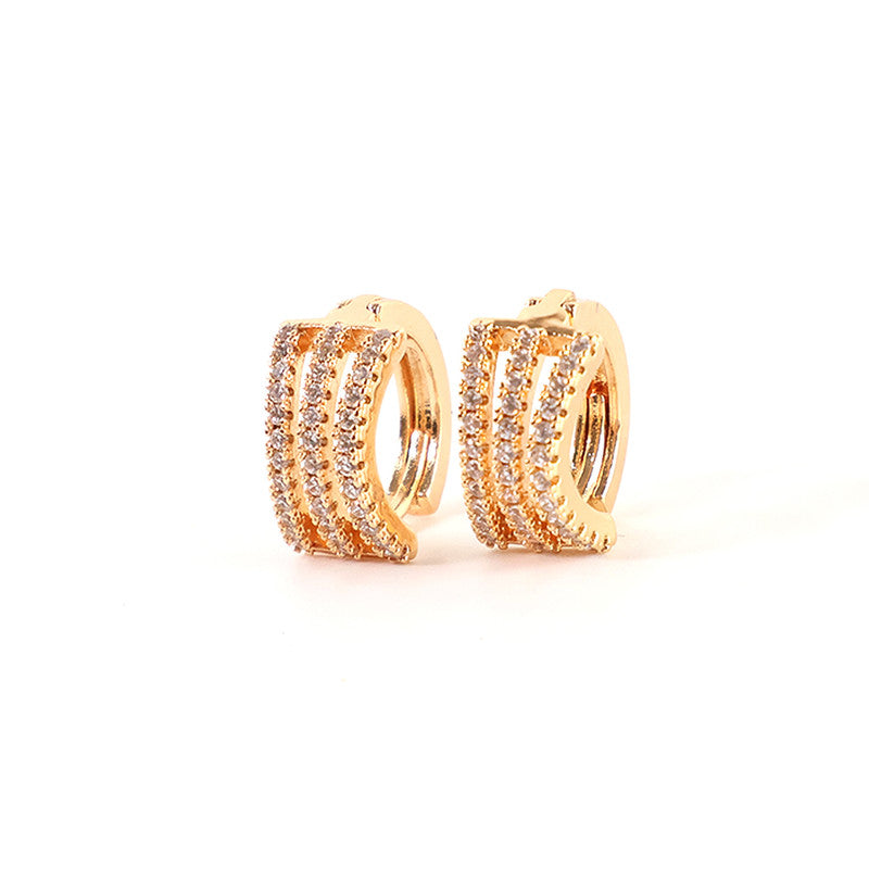 Trendy Wave Design CZ Stone Hoop Earrings for Women