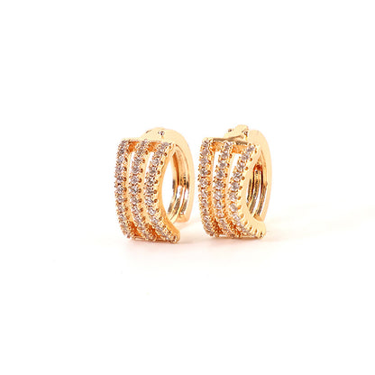 Trendy Wave Design CZ Stone Hoop Earrings for Women