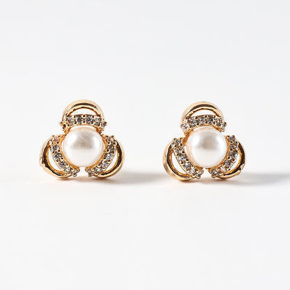 Classic Pearl and CZ Stone Stud Earrings for Women