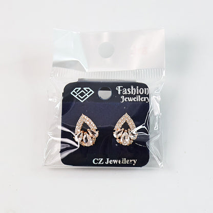 Elegant Teardrop Cluster CZ Stone Stud Earrings for Women