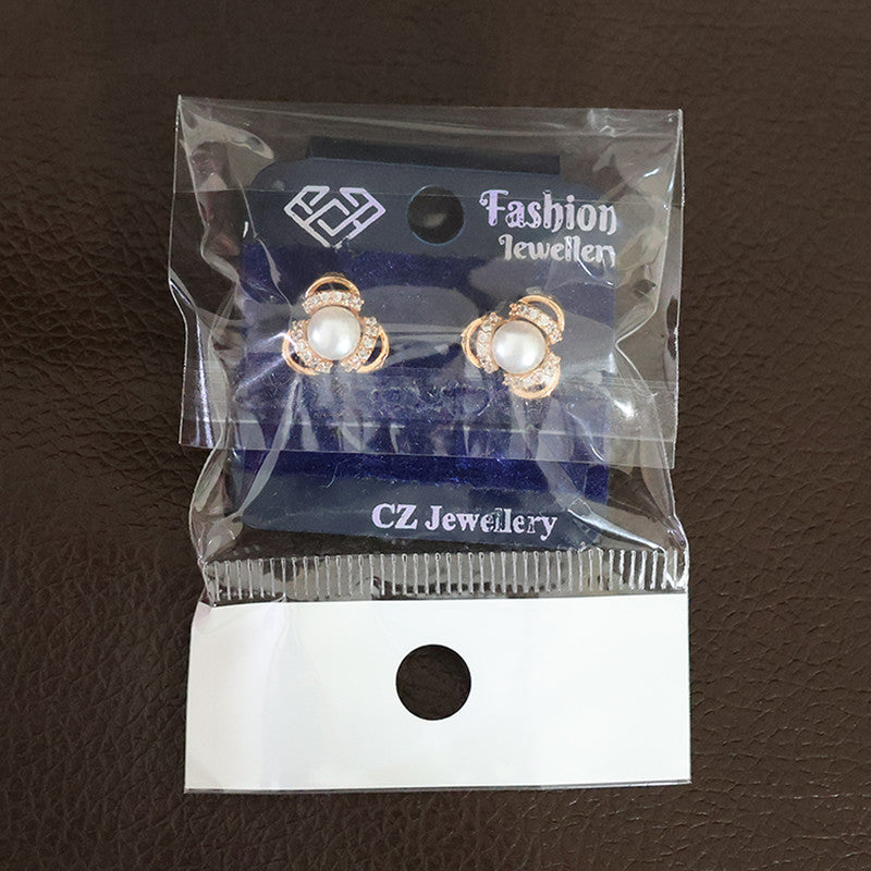 Classic Pearl and CZ Stone Stud Earrings for Women