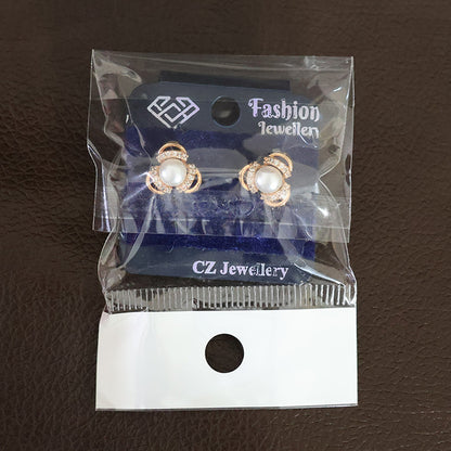 Classic Pearl and CZ Stone Stud Earrings for Women