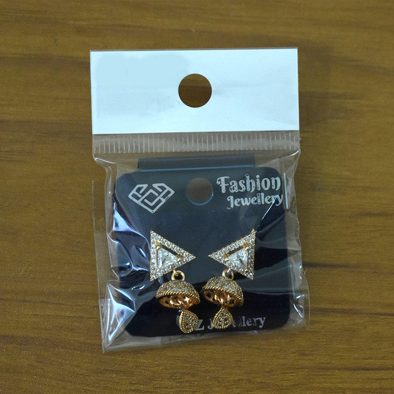 Elegant Triangle Jhumka Design CZ Stone Drop Earrings for Women