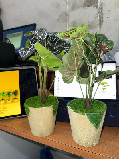 Artificial Decorative Leaf Plant with Pot for Home & Office Table Décor