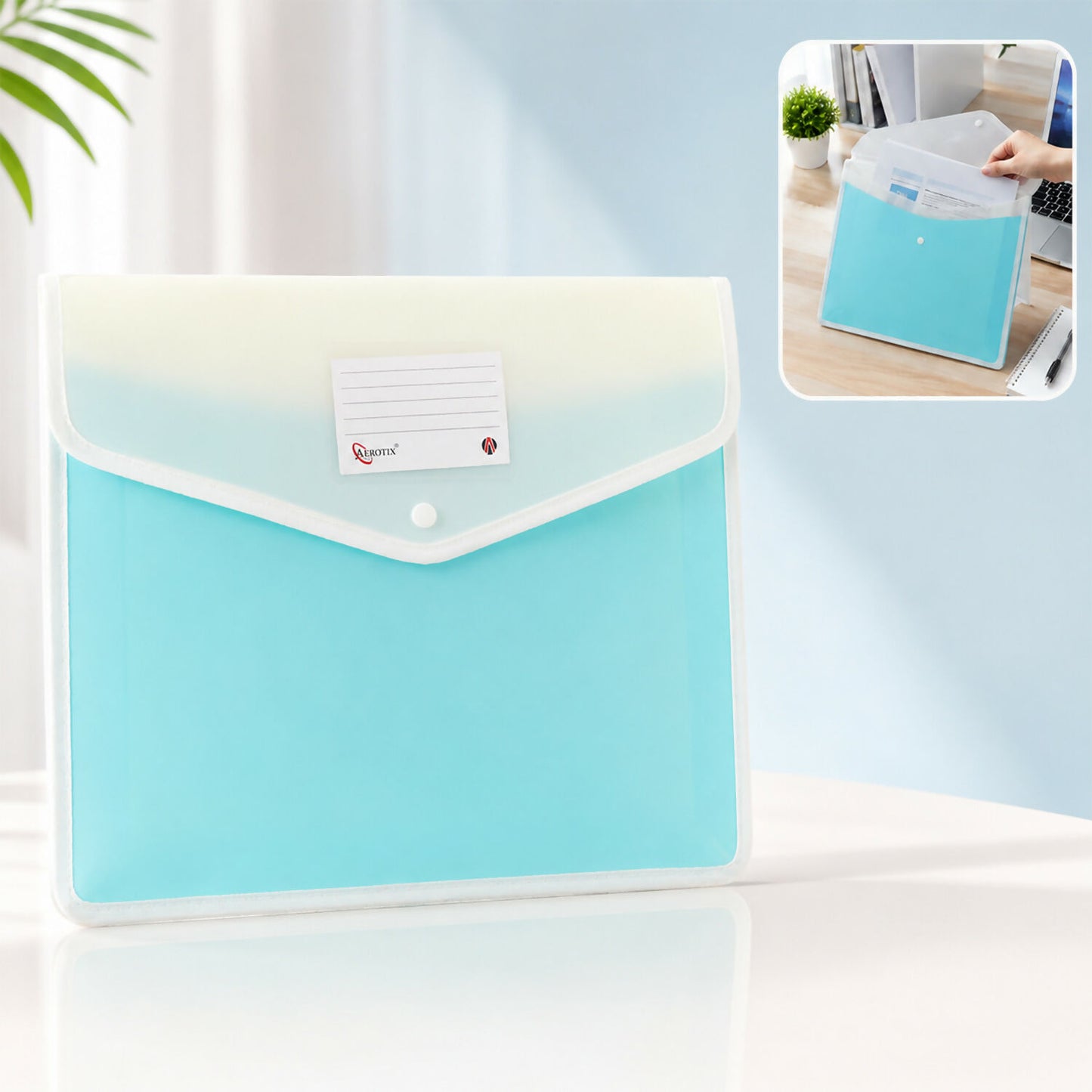 Expandable gusset bottom of pastel document folder