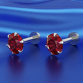 Silver plated Ruby Red AD Flat Back Stud Earrings for women and girls Combo Pack of 2