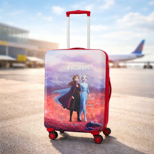 NOVEX Disney Frozen Red Travelling Kids Trolley Bags for Girls Luggage 4 Wheels ( Blue /22 Inch)