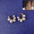 Pearl Cluster Hoop Earrings – Korean Style Gold Plated Jewellery