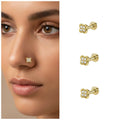 Gold Plated Clover Nosepin Stud – Elegant Combo Pack of 3