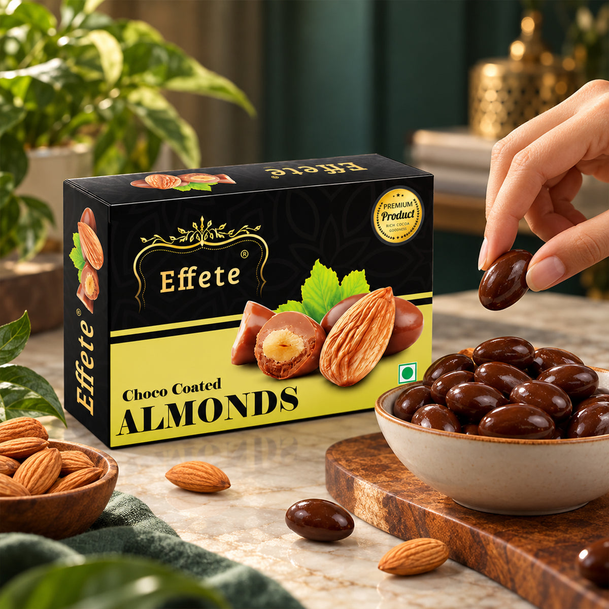 🎁 ₹1 Gift | Effete Choco Coated Almonds – Rich Gourmet Chocolate Treat