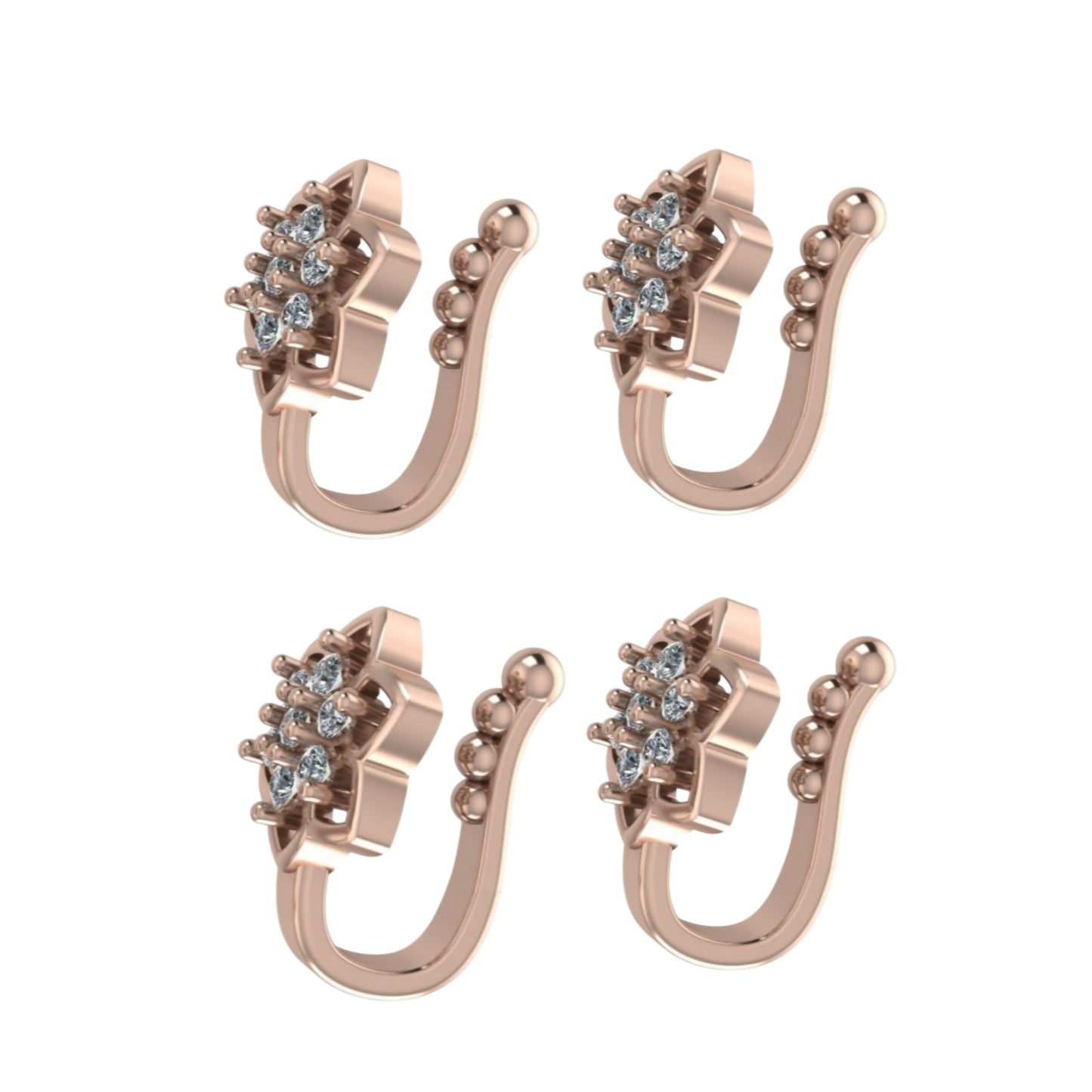Pressing Nath / Stud Set for Unpierced Nose | Multi-Style Combo Pack of 4