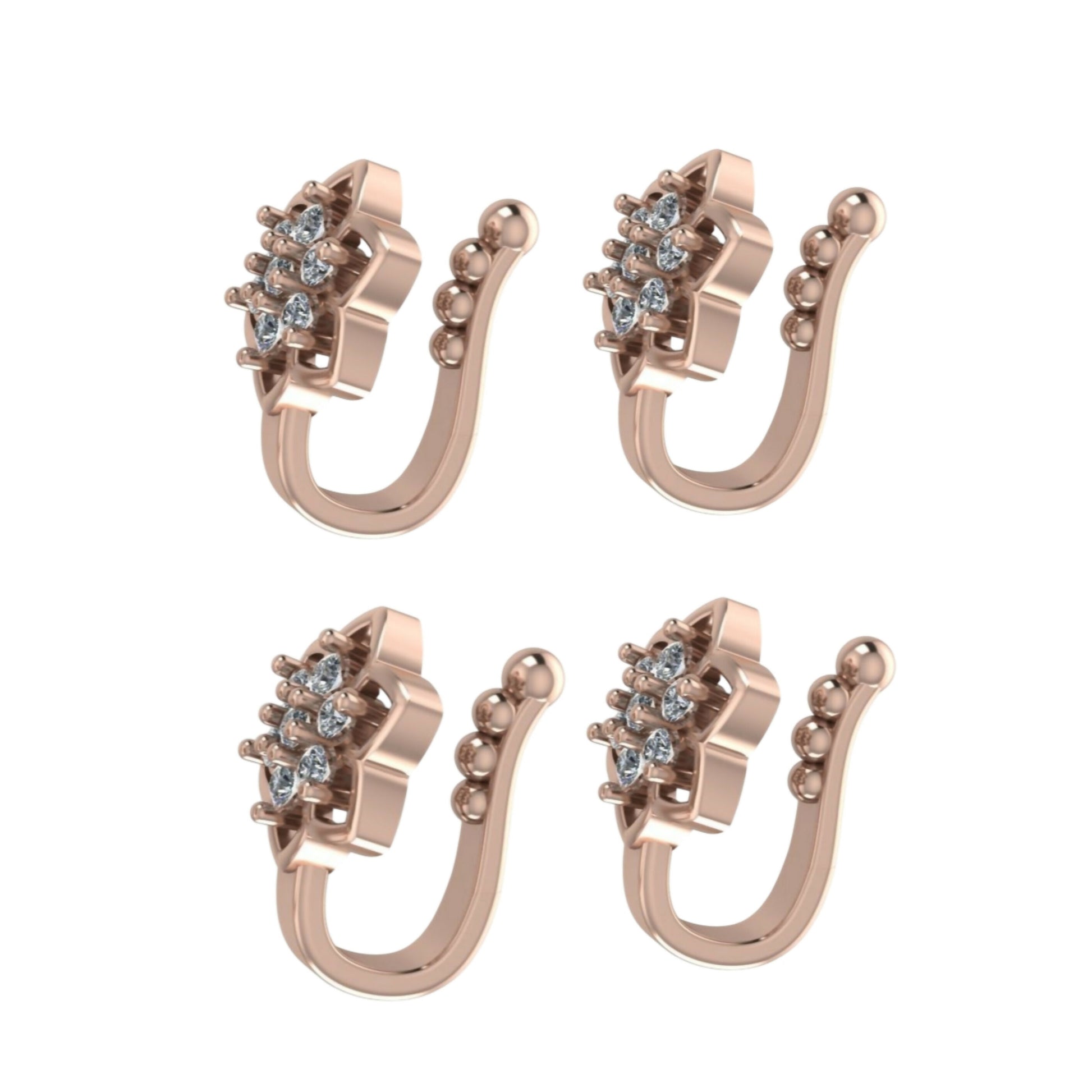 Pressing Nath / Stud Set for Unpierced Nose | Multi-Style Combo Pack of 4