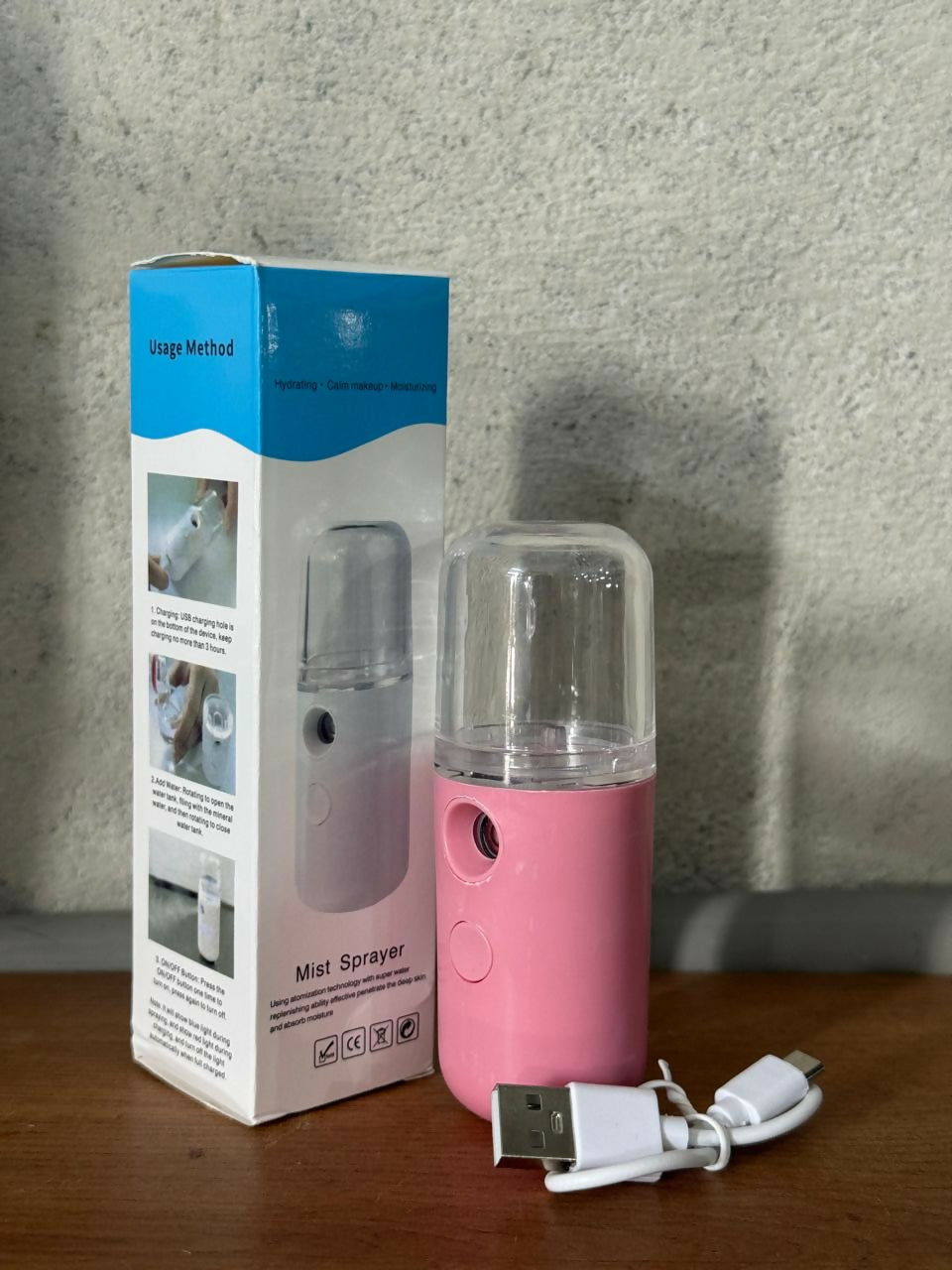 USB Rechargeable Nano Mist Facial Sprayer Portable Face Humidifier Pink