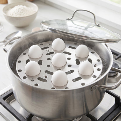 Stainless Steel Round Egg Steamer Rack Folding Trivet Stand for Pot (1 Pc)