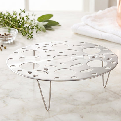 Stainless Steel Round Egg Steamer Rack Folding Trivet Stand for Pot (1 Pc)