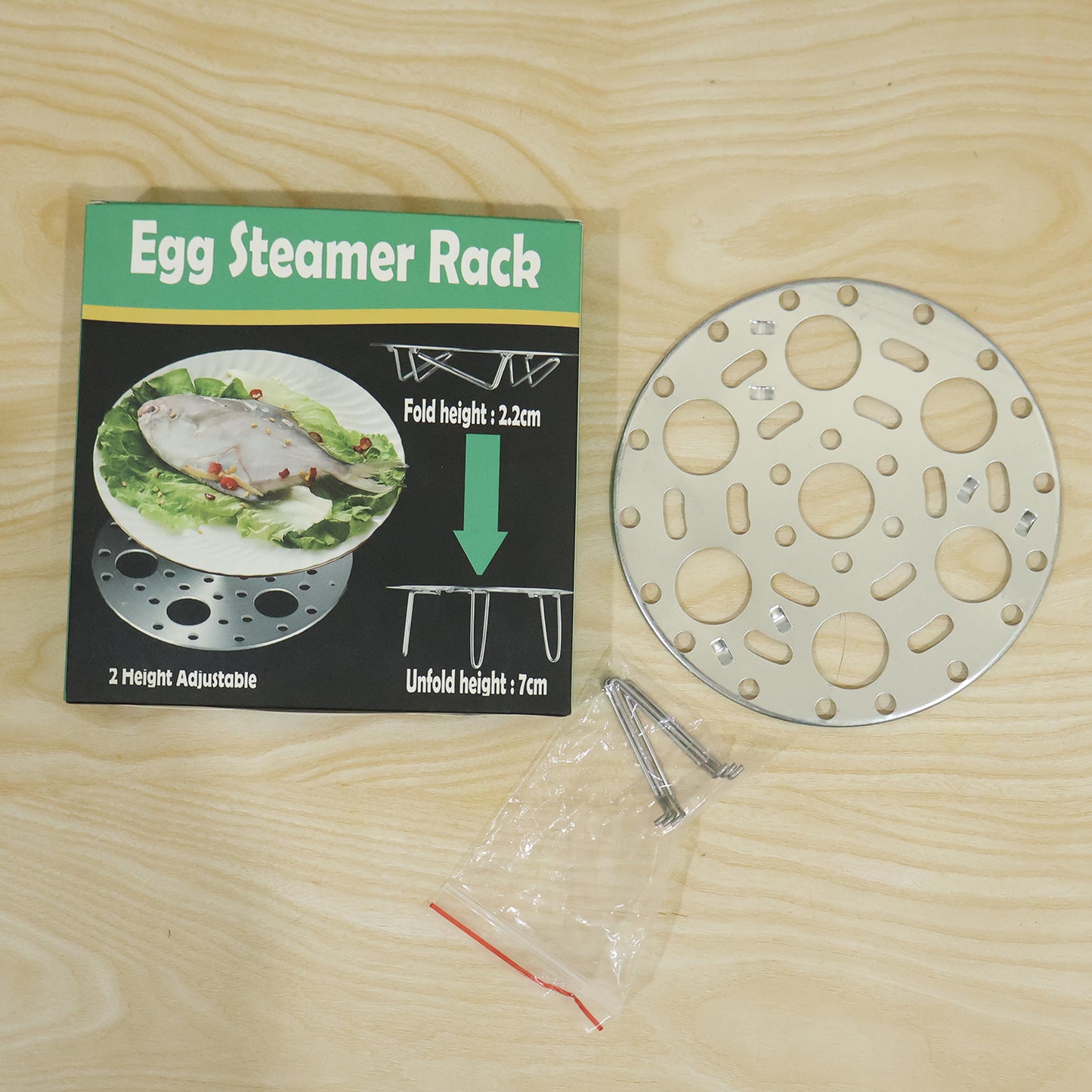 Stainless Steel Round Egg Steamer Rack Folding Trivet Stand for Pot (1 Pc)