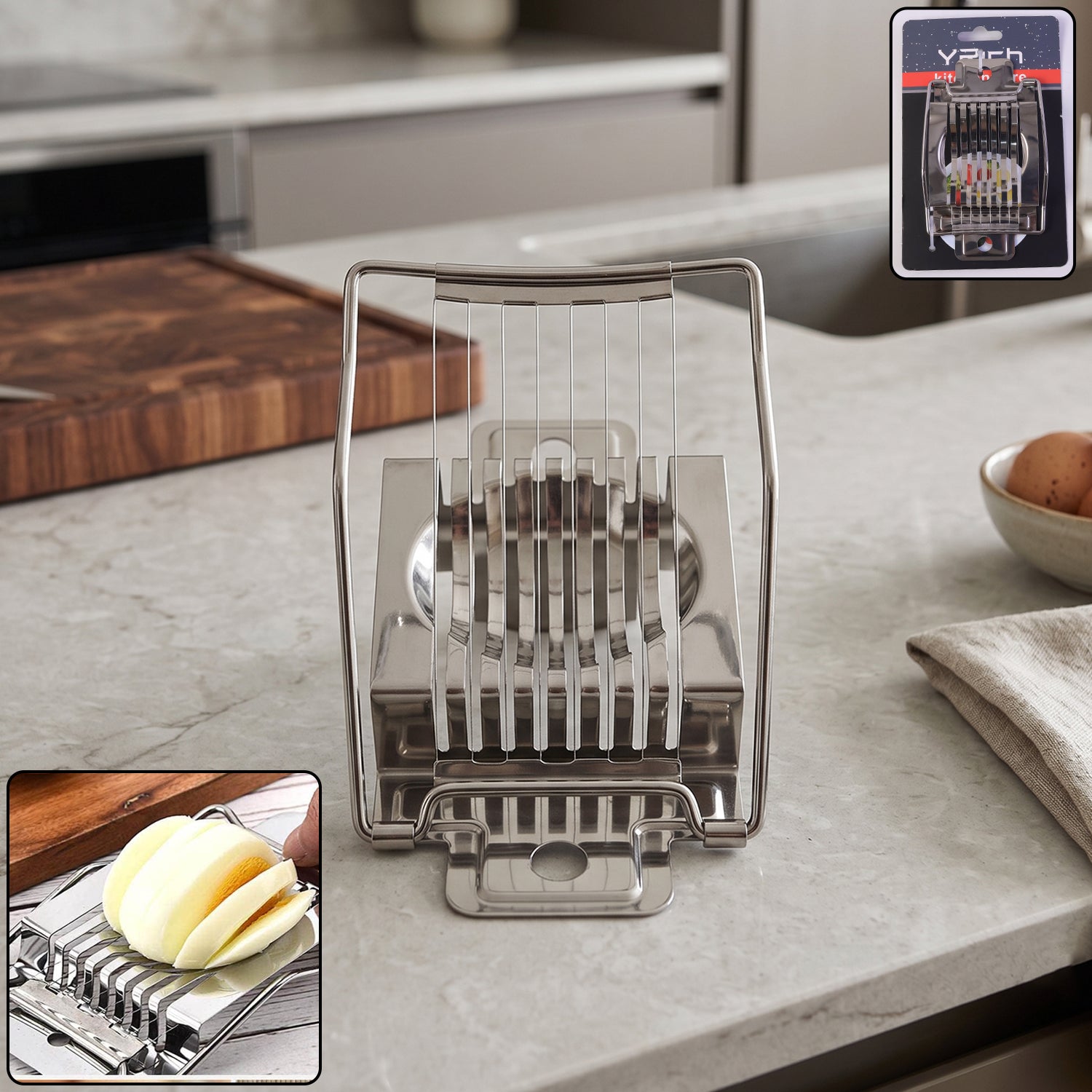 Stainless Steel Egg Slicer Cutter for Boiled Eggs Kitchen Egg Cutter (1 Pc)