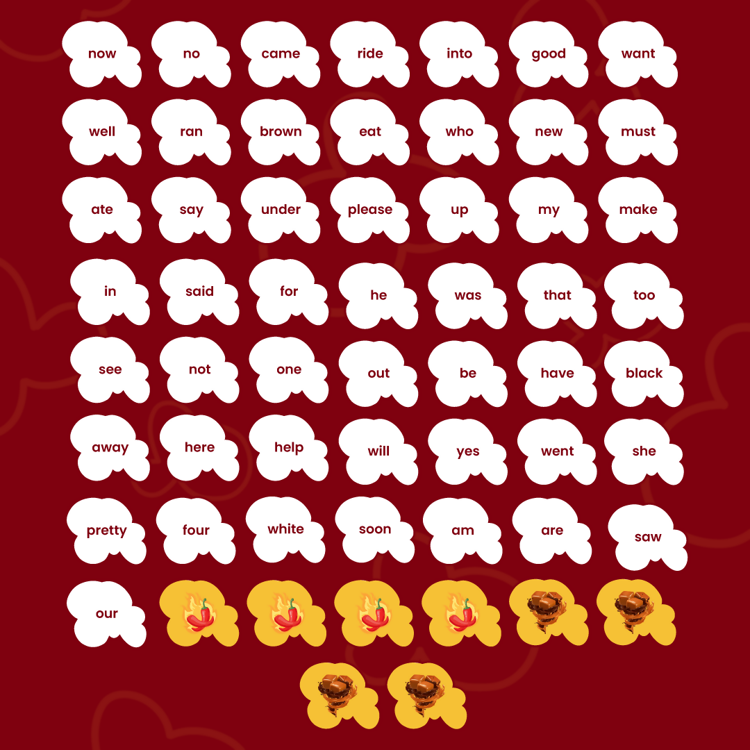 POPPIN FOR SIGHT WORDS GAME - AGE 4-6 (100 CARDBOARD PIECES)