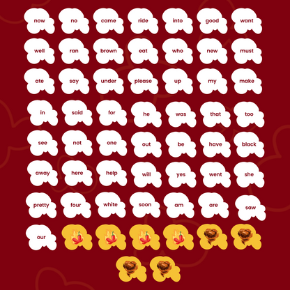 POPPIN FOR SIGHT WORDS GAME - AGE 4-6 (100 CARDBOARD PIECES)