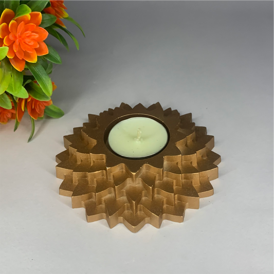 Flower 5-Layer Diya gold tealight candle Elegant Home Decor Handmade