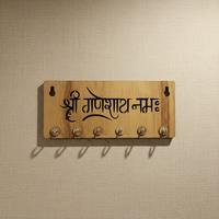 Shri Ganeshay Namah Wooden Key Holder for Wall – Premium MDF Ganpati Wall Key Organizer | Spiritual Home Décor