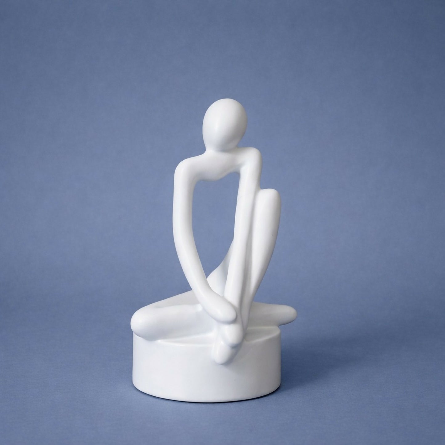 Abstract Sitting Man poly-resin Sculpture Modern White Home Decor Showpiece