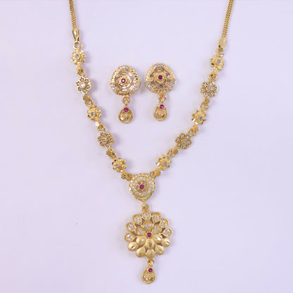Beautifully crafted artificial necklace set featuring floral design and intricate detailing