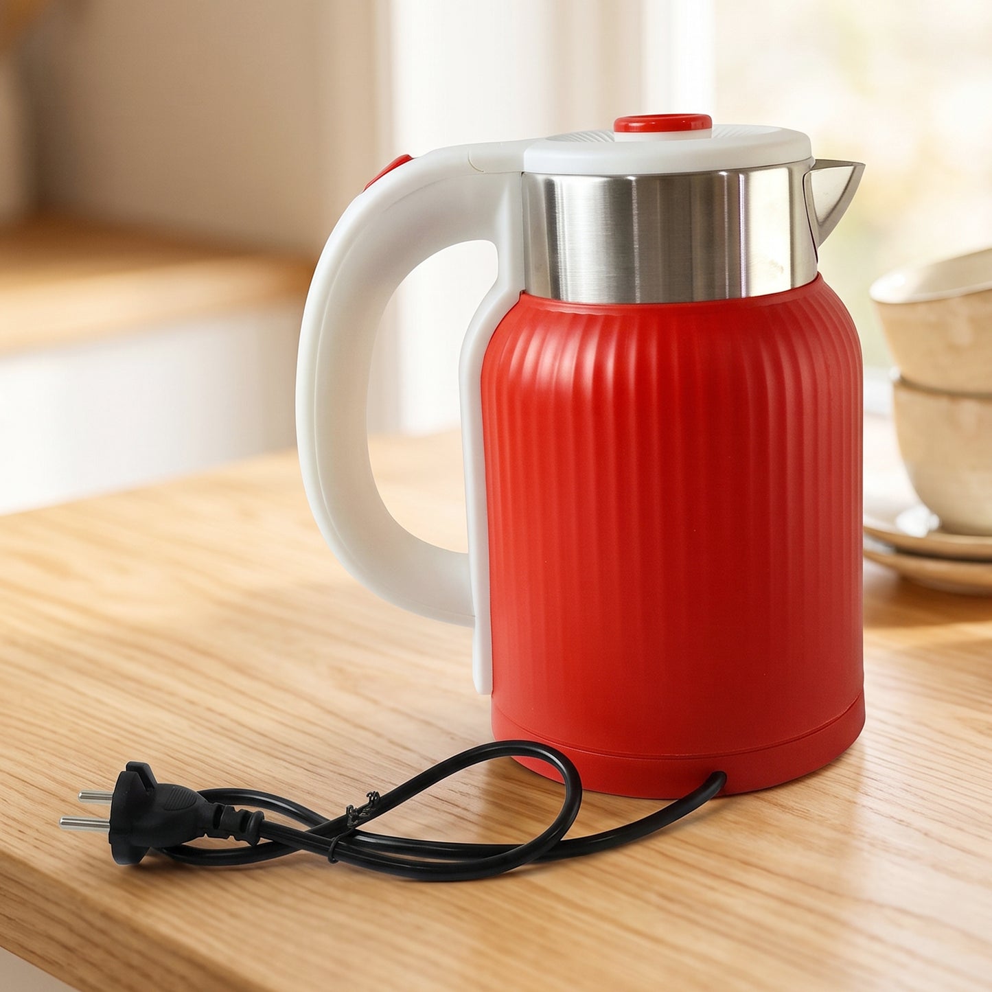 Electric Kettle 2 Litre 1500W Red for Tea Coffee Milk and Hot Water (1 Pc)