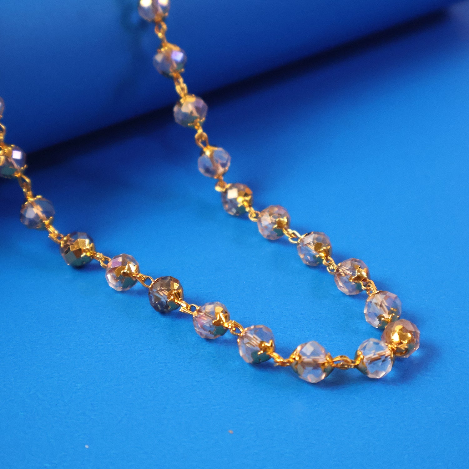 Gold-Tone Faceted Crystal Beaded Necklace – Lightweight Elegance