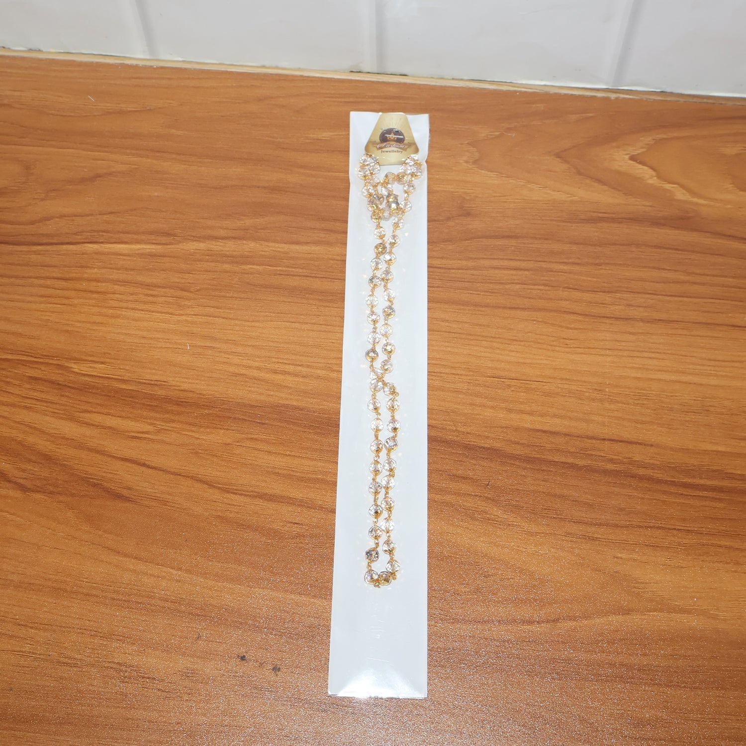Gold-Tone Faceted Crystal Beaded Necklace – Lightweight Elegance