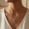 Rose Gold plated Evil Eye Circle Pendant Necklace For women and girls