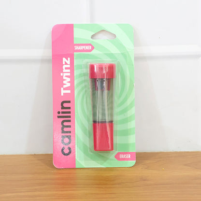 Camlin Twinz 2-in-1 Eraser & Sharpener Combo – Built-in Shavings Container