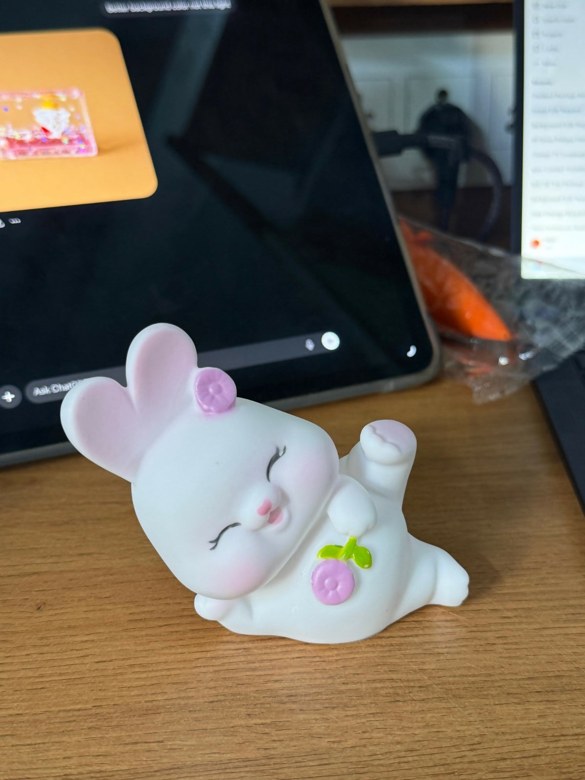Adorable bunny silicone lamp glowing softly in nursery