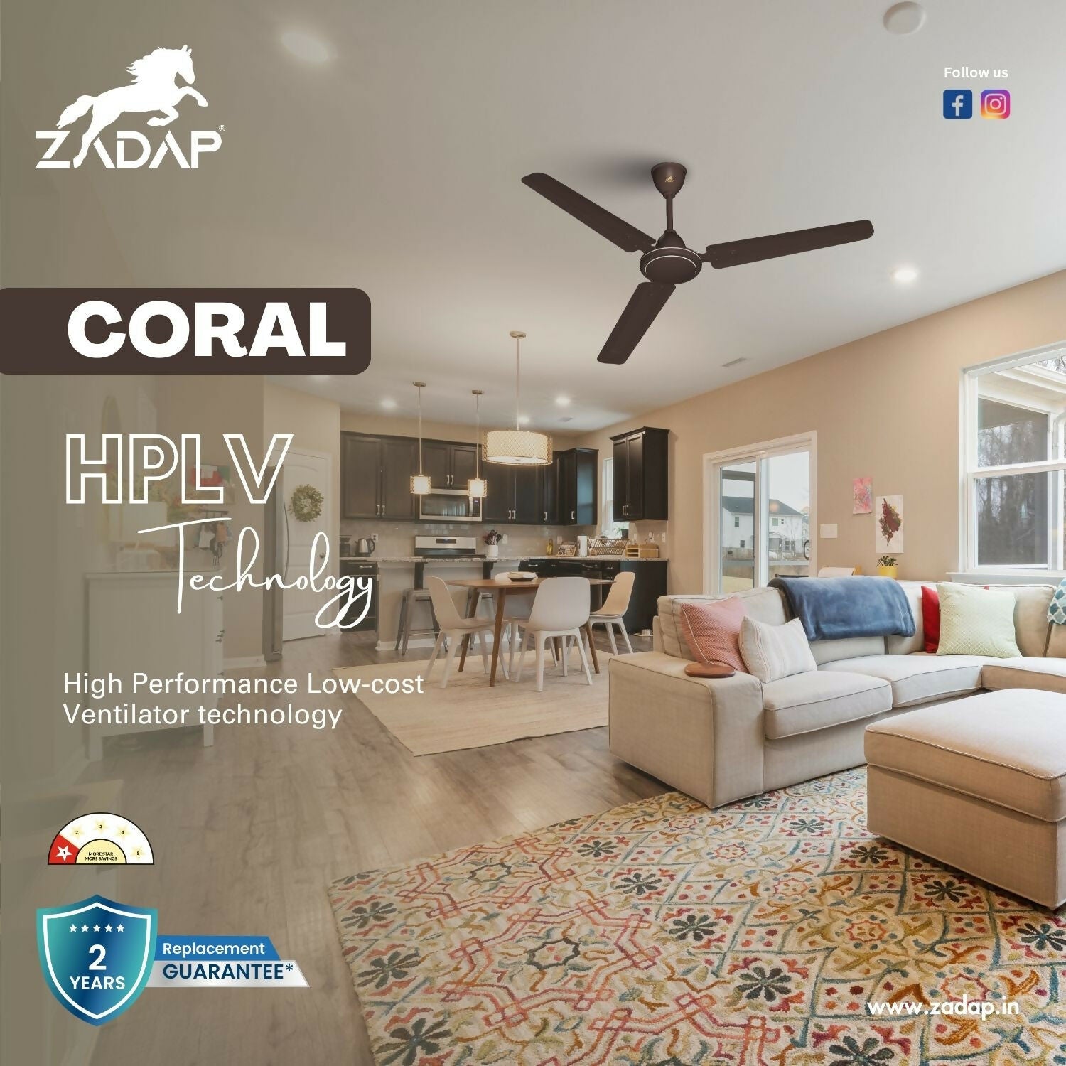 ZADAP Coral fan anti-rust coated blades close-up