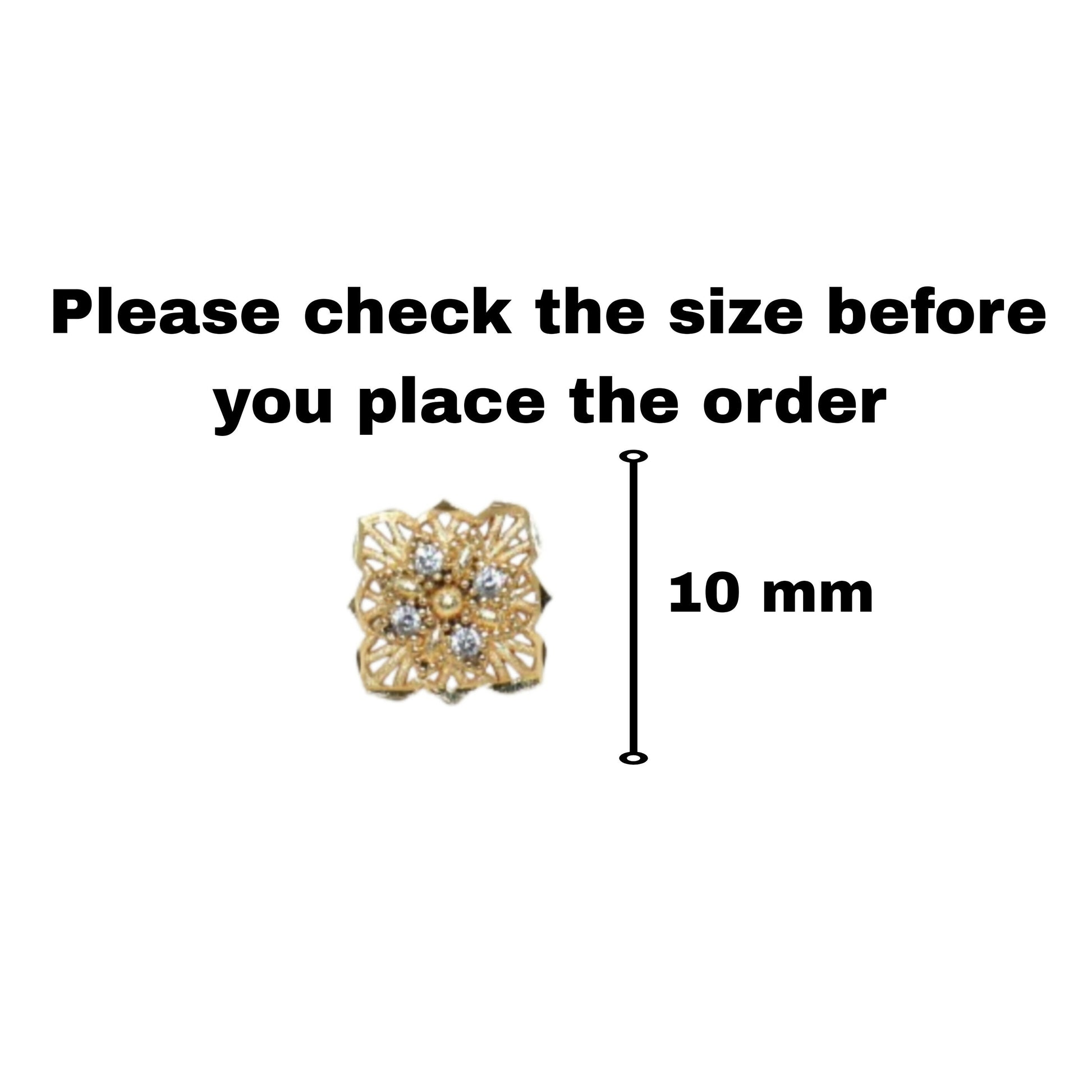 Gold Plated Square Filigree Stud Earrings with AD for women and girls