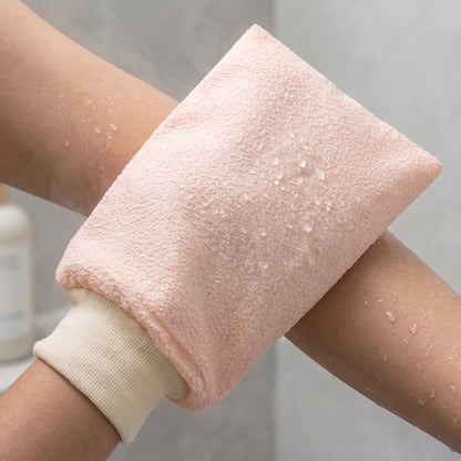 Exfoliating mitt bath use